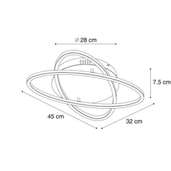 Plafondlamp zwart met walnoot hout incl. LED 3-staps dimbaar 2-lichts - Kane