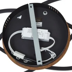 Plafondlamp zwart met walnoot hout incl. LED 3-staps dimbaar 2-lichts - Kane