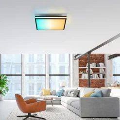 Plafondlamp zwart vierkant incl. LED RGBW met afstandsbediening - Trafalgar