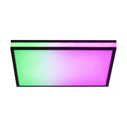 Plafondlamp zwart vierkant incl. LED RGBW met afstandsbediening - Trafalgar