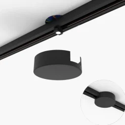 Plafondplaat railsysteem zwart rond 1-fase - Iconic