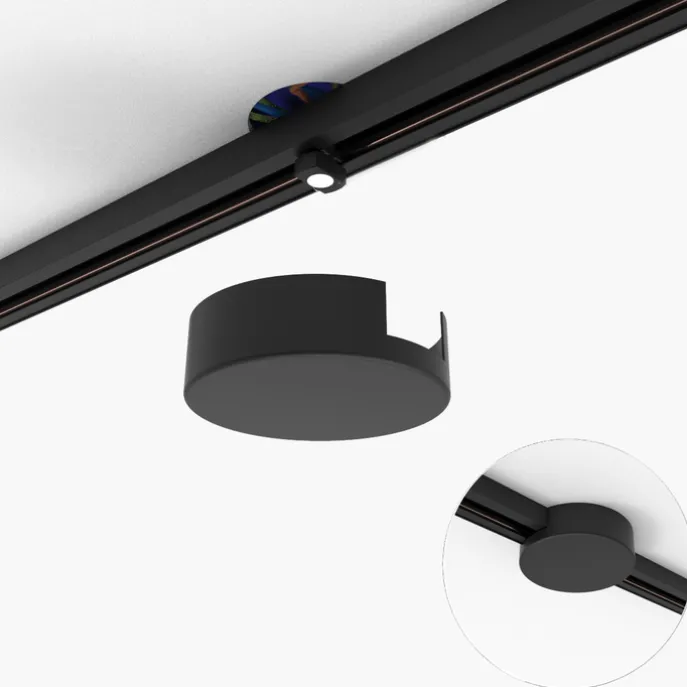 Plafondplaat railsysteem zwart rond 1-fase - Iconic