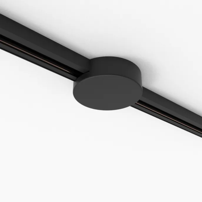 Plafondplaat railsysteem zwart rond 1-fase - Iconic