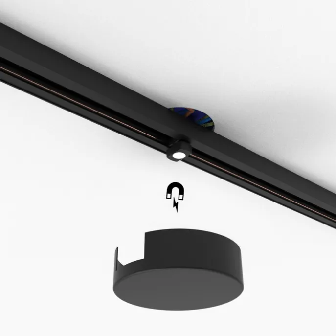Plafondplaat railsysteem zwart rond 1-fase - Iconic