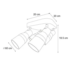 Plafondspot beige GU10 50mm vierkant 4-lichts - Stanley