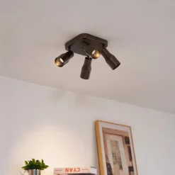 Plafondspot donker brons GU10 50mm vierkant 4-lichts - Stanley