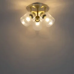 Plafondspot goud met glas 3-lichts verstelbaar rond - Laura