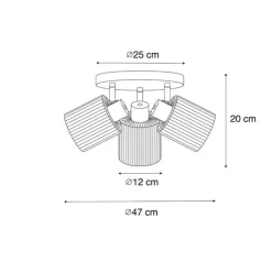 Plafondspot goud met glas 3-lichts verstelbaar rond - Laura