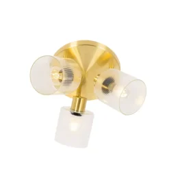 Plafondspot goud met glas 3-lichts verstelbaar rond - Laura