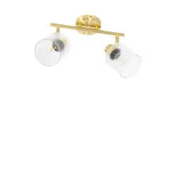 Plafondspot goud met glas 2-lichts verstelbaar - Laura