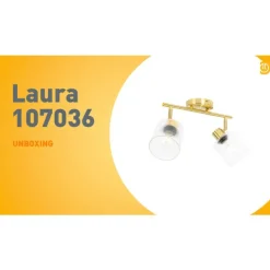 Plafondspot goud met glas 2-lichts verstelbaar - Laura