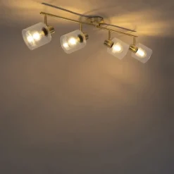 Plafondspot goud met glas 4-lichts verstelbaar - Laura