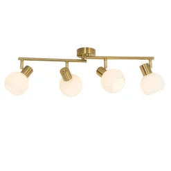 Plafondspot goud met opaal glas 4-lichts verstelbaar - Anouk