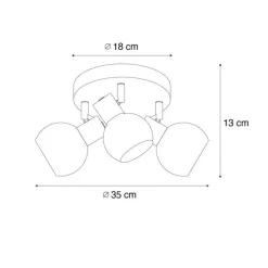 Plafondspot goud met opaal glas 3-lichts verstelbaar - Anouk