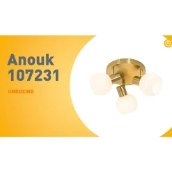 Plafondspot goud met opaal glas 3-lichts verstelbaar - Anouk