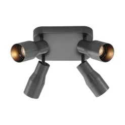 Plafondspot gunmetal GU10 50mm vierkant 4-lichts - Stanley