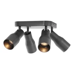 Plafondspot gunmetal GU10 50mm vierkant 4-lichts - Stanley