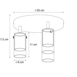 Plafondspot gunmetal rond 3-lichts draai- en verstelbaar - Drain