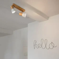 Plafondspot hout en wit 2-lichts verstelbaar - Thorin