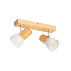 Plafondspot hout en wit 2-lichts verstelbaar - Thorin