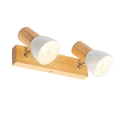 Plafondspot hout en wit 2-lichts verstelbaar - Thorin