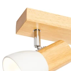 Plafondspot hout en wit 2-lichts verstelbaar - Thorin