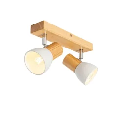 Plafondspot hout en wit 2-lichts verstelbaar - Thorin