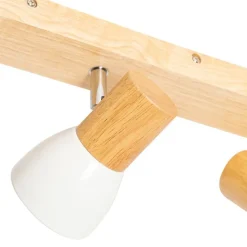 Plafondspot hout met wit verstelbaar 3-lichts - Thorin