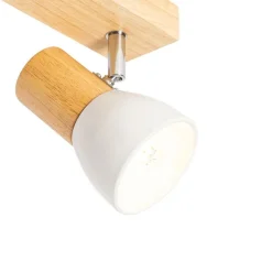 Plafondspot hout met wit verstelbaar 3-lichts - Thorin