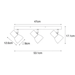 Plafondspot hout met wit verstelbaar 3-lichts - Thorin