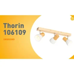 Plafondspot hout met wit verstelbaar 3-lichts - Thorin