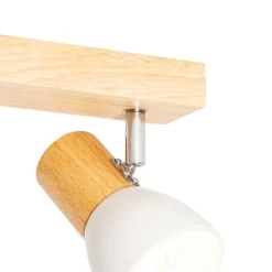 Plafondspot hout met wit verstelbaar 3-lichts - Thorin