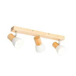 Plafondspot hout met wit verstelbaar 3-lichts - Thorin
