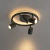 Plafondspot zwart GU10 50mm 3-lichts rond incl. backlight - Back Up
