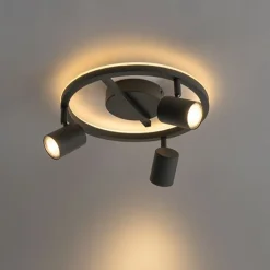 Plafondspot zwart GU10 50mm 3-lichts rond incl. backlight - Back Up
