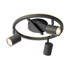 Plafondspot zwart GU10 50mm 3-lichts rond incl. backlight - Back Up