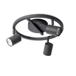 Plafondspot zwart GU10 50mm 3-lichts rond incl. backlight - Back Up