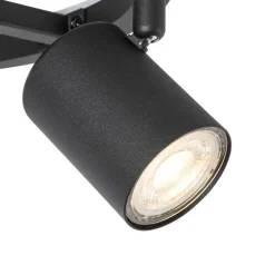 Plafondspot zwart GU10 50mm 3-lichts rond incl. backlight - Back Up