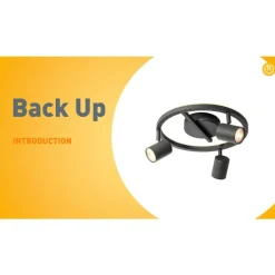 Plafondspot zwart GU10 50mm 3-lichts rond incl. backlight - Back Up