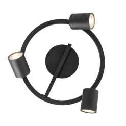 Plafondspot zwart GU10 50mm 3-lichts rond incl. backlight - Back Up