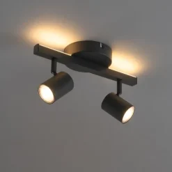 Plafondspot zwart GU10 50mm 2-lichts incl. backlight - Back Up