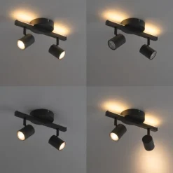 Plafondspot zwart GU10 50mm 2-lichts incl. backlight - Back Up