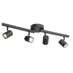 Plafondspot zwart GU10 50mm 4-lichts incl. backlight - Back Up