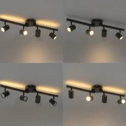 Plafondspot zwart GU10 50mm 4-lichts incl. backlight - Back Up