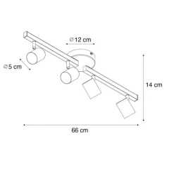 Plafondspot zwart GU10 50mm 4-lichts incl. backlight - Back Up