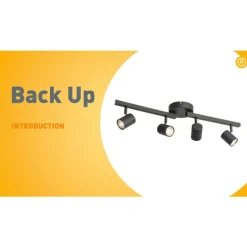 Plafondspot zwart GU10 50mm 4-lichts incl. backlight - Back Up