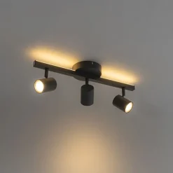 Plafondspot zwart GU10 50mm 3-lichts incl. backlight - Back Up