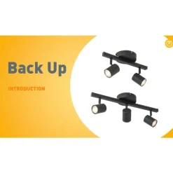 Plafondspot zwart GU10 50mm 3-lichts incl. backlight - Back Up