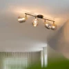Plafondspot zwart met goud met smoke glas 4-lichts - Zuzanna
