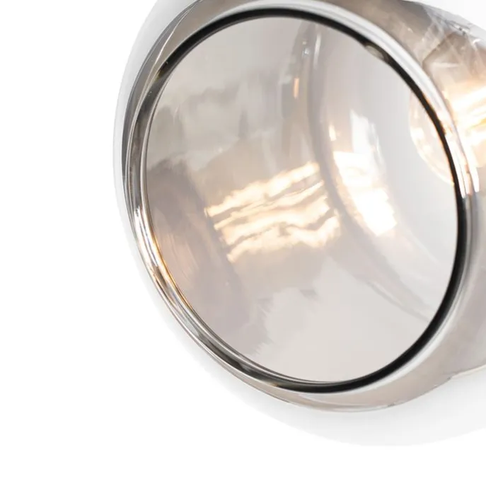 Plafondspot zwart met goud met smoke glas 4-lichts - Zuzanna